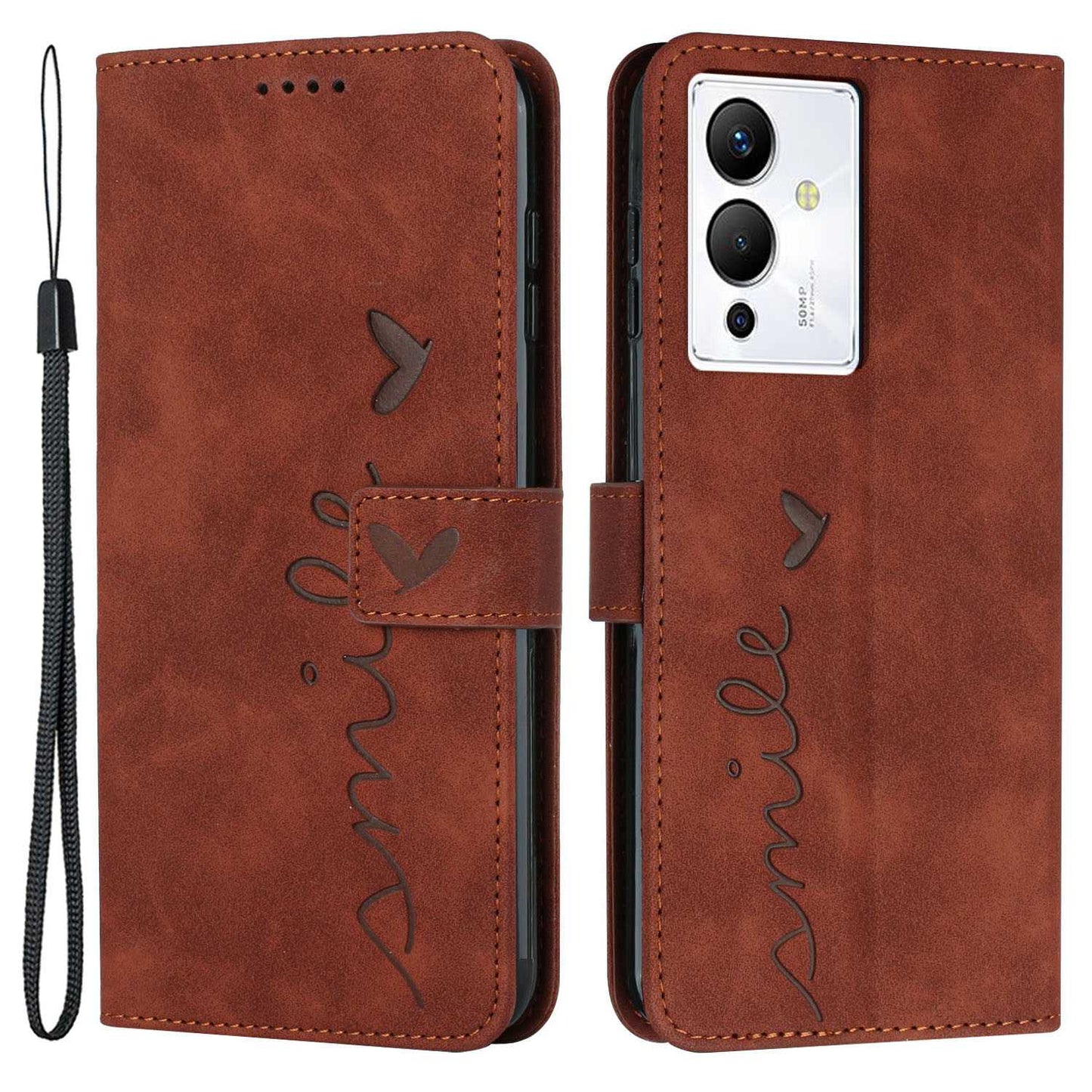 For Infinix Note 12 5G / Note 12 Pro 5G Heart Shape Imprinting Phone Wallet Stand Case Skin-touch PU Leather Protective Cover