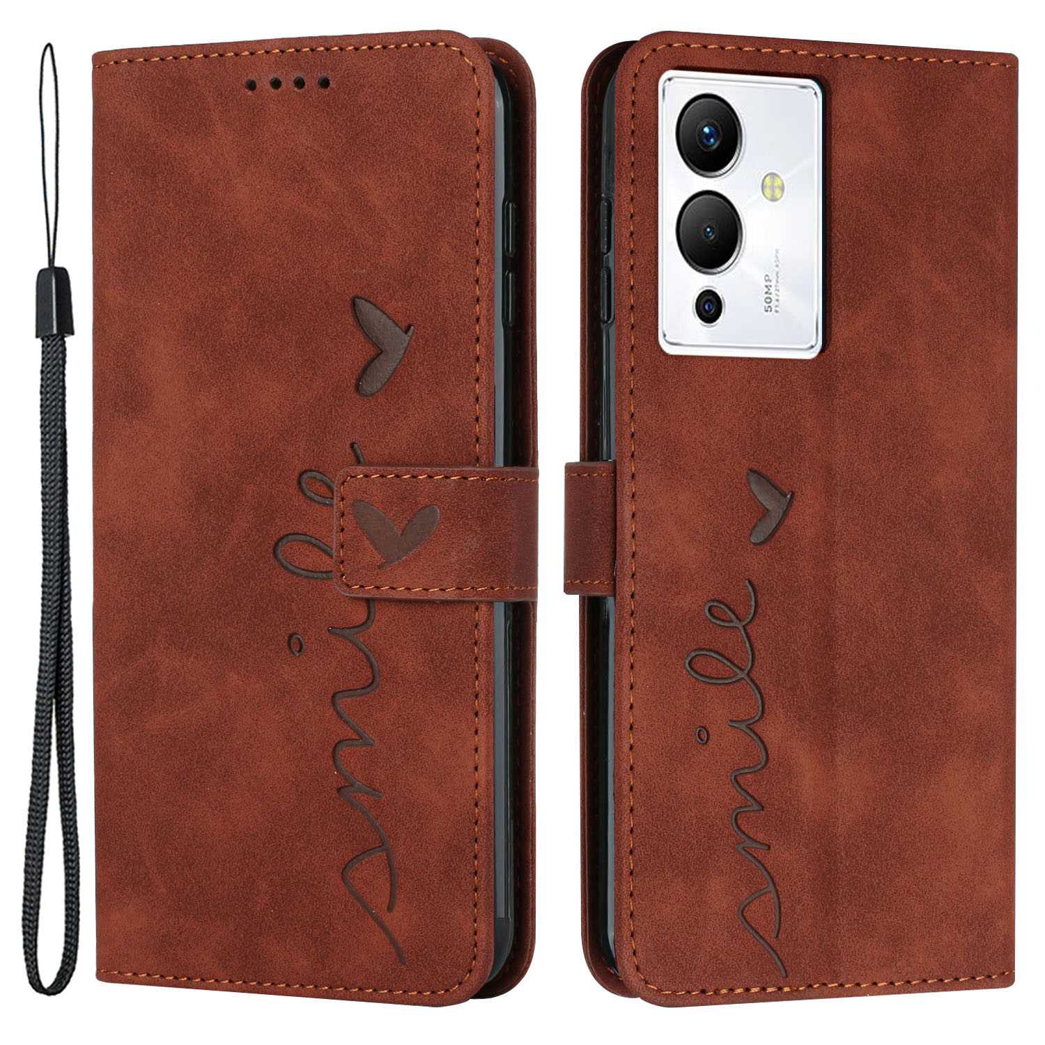 For Infinix Note 12 5G / Note 12 Pro 5G Heart Shape Imprinting Phone Wallet Stand Case Skin-touch PU Leather Protective Cover
