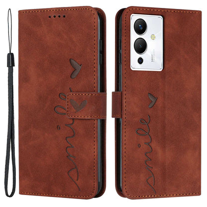For Infinix Note 12 5G / Note 12 Pro 5G Heart Shape Imprinting Phone Wallet Stand Case Skin-touch PU Leather Protective Cover