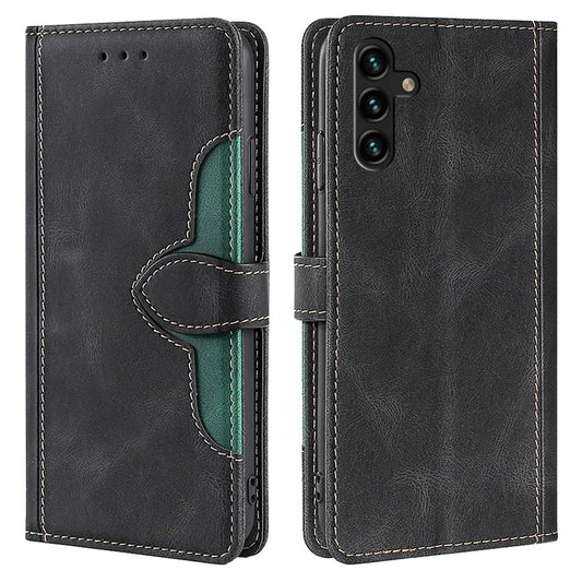 For Samsung Galaxy A04s 4G (164.7 x 76.7 x 9.1 mm) Anti-drop Skin-touch PU Leather Case Straw Hat Pattern Stand Phone Wallet Cover