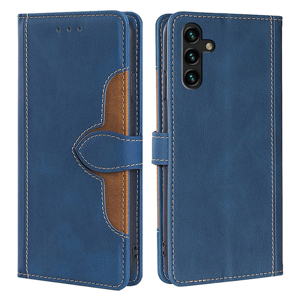 For Samsung Galaxy A04s 4G (164.7 x 76.7 x 9.1 mm) Anti-drop Skin-touch PU Leather Case Straw Hat Pattern Stand Phone Wallet Cover