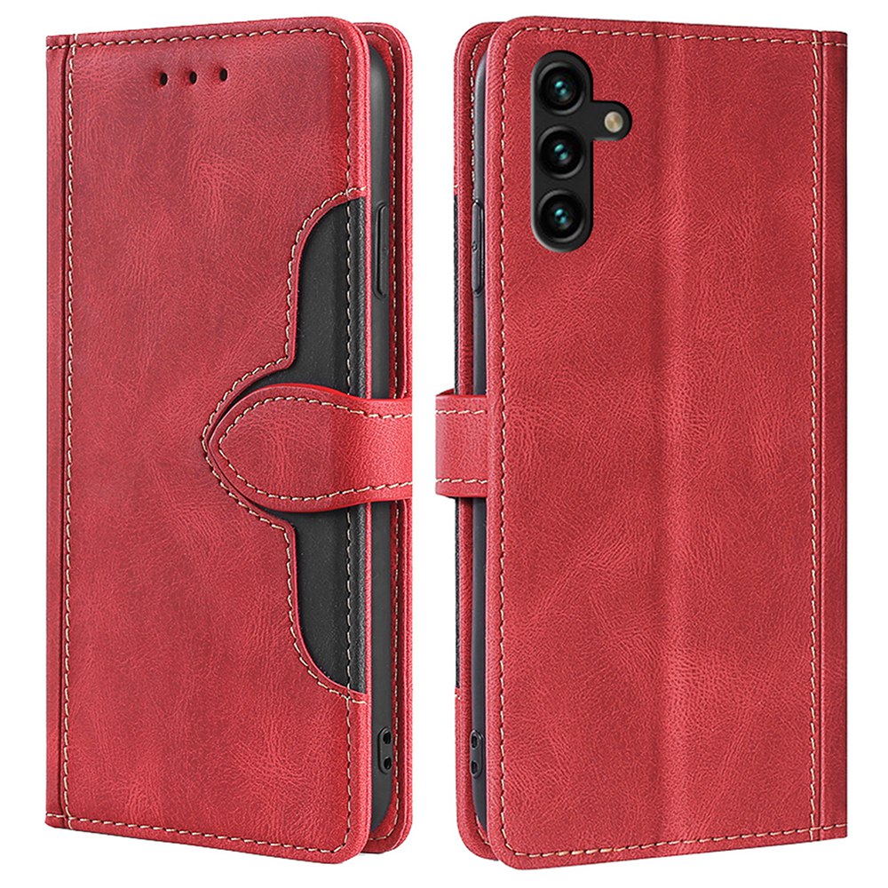 For Samsung Galaxy A04s 4G (164.7 x 76.7 x 9.1 mm) Anti-drop Skin-touch PU Leather Case Straw Hat Pattern Stand Phone Wallet Cover