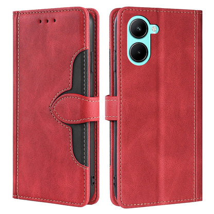 Protective Case for Realme C33 4G, Skin-touch PU Leather Straw Hat Pattern Stand Phone Wallet Cover