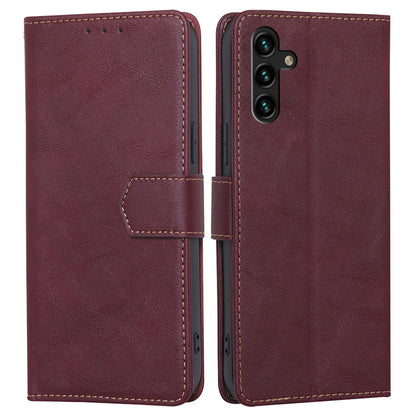 For Samsung Galaxy A04s 4G (164.7 x 76.7 x 9.1 mm) Cowhide Texture PU Leather Phone Stand Wallet Case RFID Blocking Magnetic Clasp Well-protected Cover