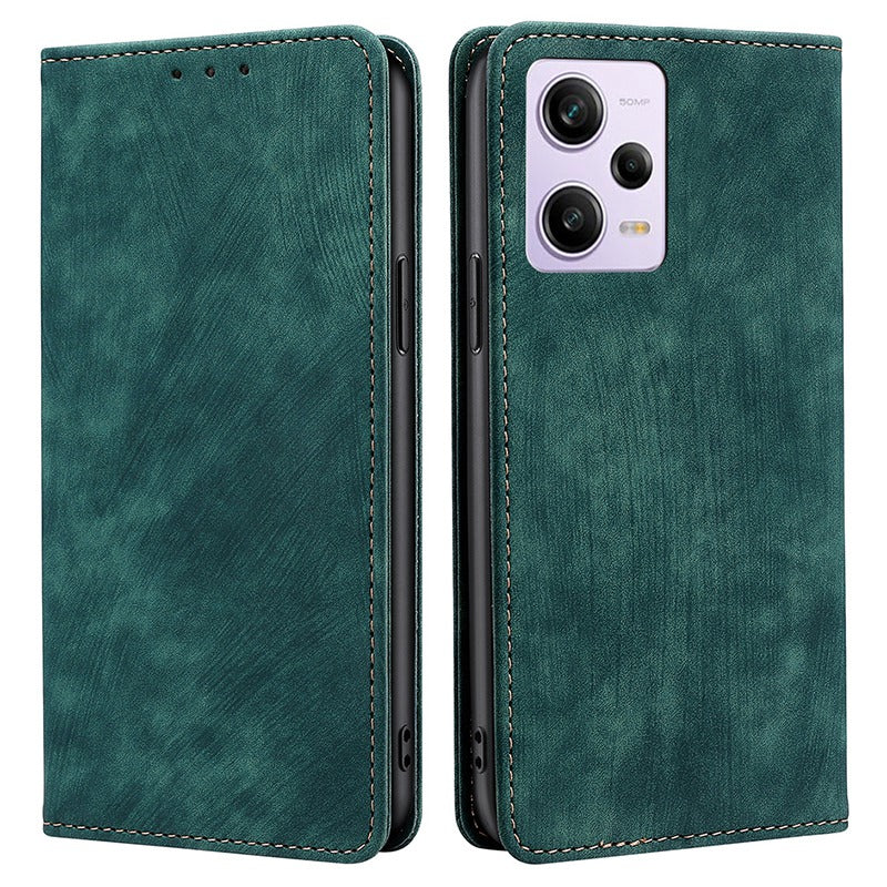RFID Blocking Wallet Phone Case for Xiaomi Redmi Note 12 Pro 5G, Stand Function PU Leather Magnetic Phone Flip Cover