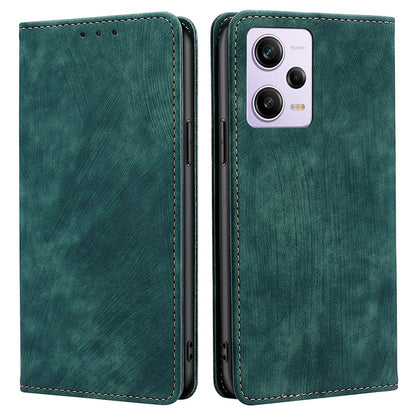 RFID Blocking Wallet Phone Case for Xiaomi Redmi Note 12 Pro 5G, Stand Function PU Leather Magnetic Phone Flip Cover