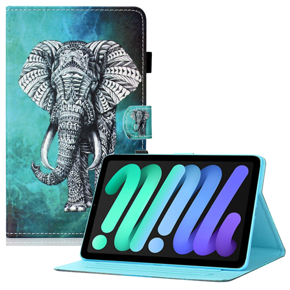 For iPad 10.9 (2022) Pattern Printing PU Leather Cover Tablet Shockproof Card Holder Case with Adjustable Stand