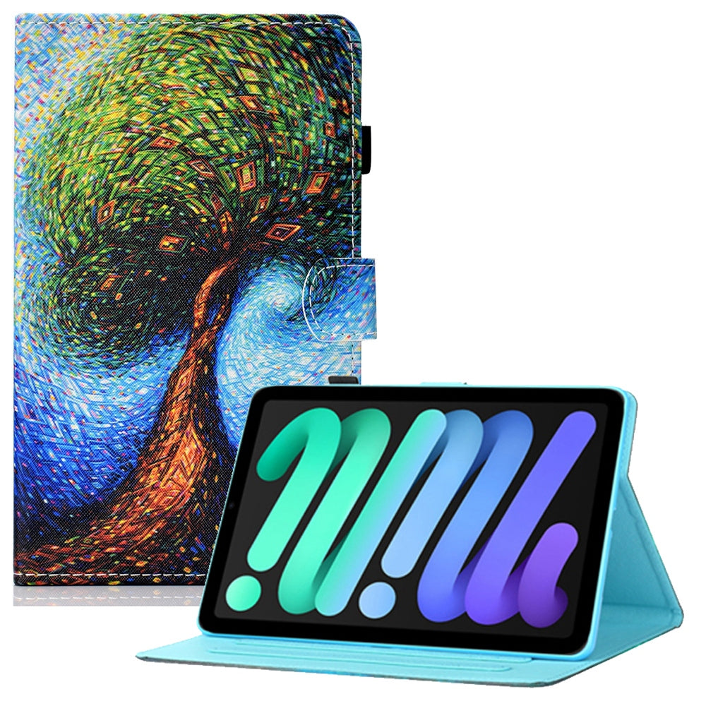 For iPad 10.9 (2022) Pattern Printing PU Leather Cover Tablet Shockproof Card Holder Case with Adjustable Stand