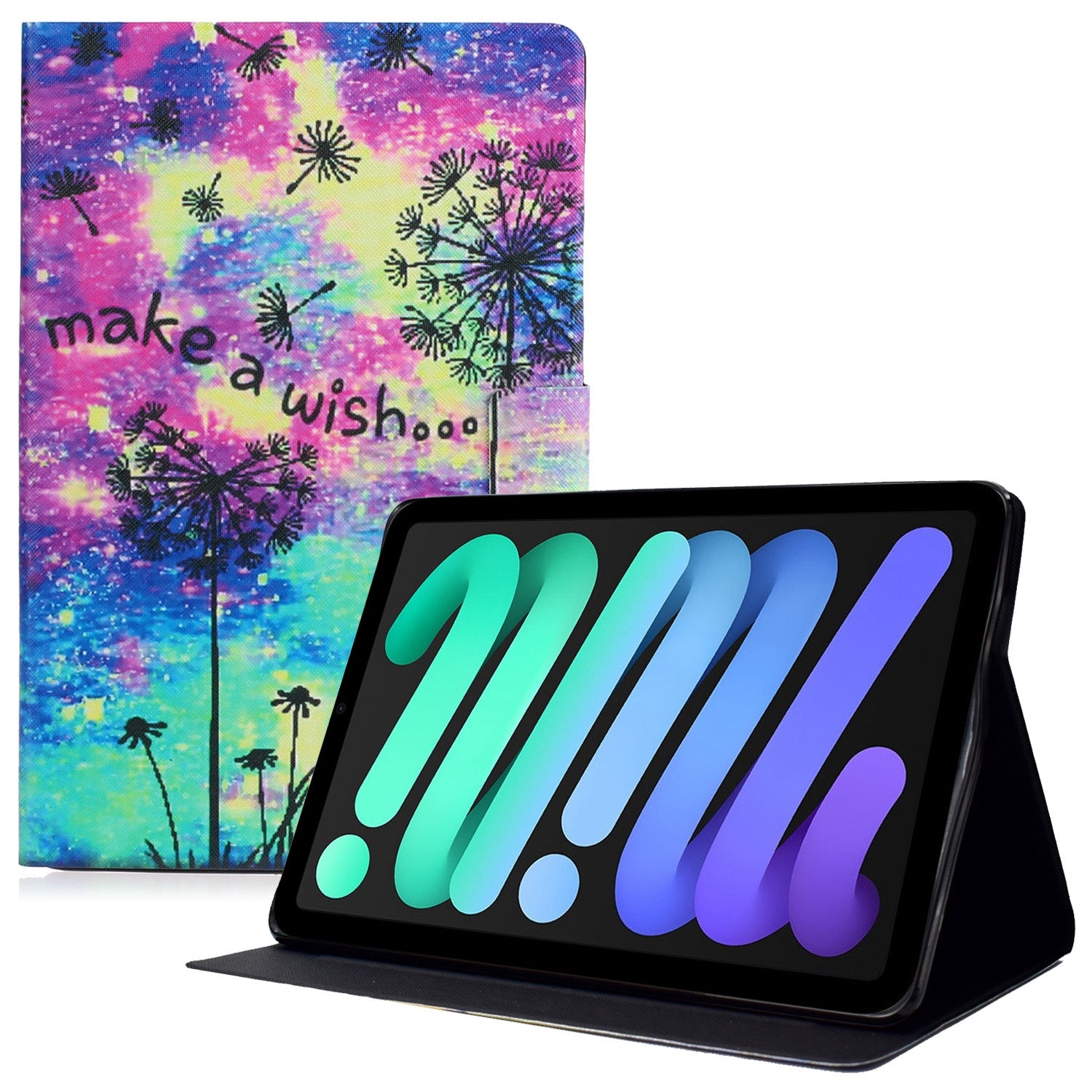 For iPad 10.9 (2022) Pattern Printing PU Leather Shockproof Cover Foldable Stand Tablet Anti-drop Case with Card Slots