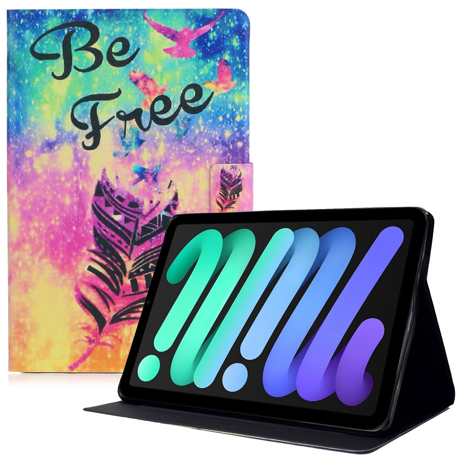 For iPad 10.9 (2022) Pattern Printing PU Leather Shockproof Cover Foldable Stand Tablet Anti-drop Case with Card Slots