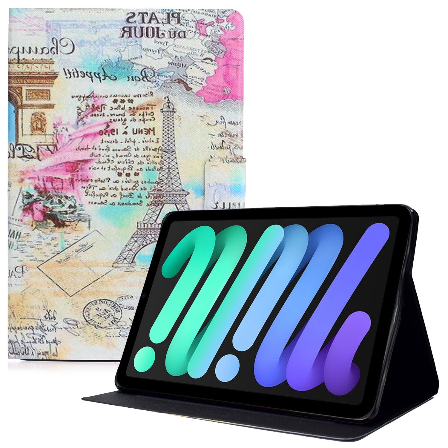 For iPad 10.9 (2022) Pattern Printing PU Leather Shockproof Cover Foldable Stand Tablet Anti-drop Case with Card Slots
