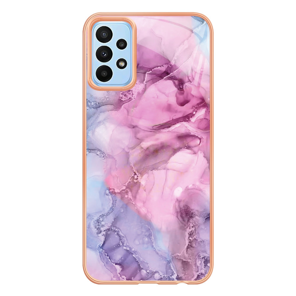 YB IMD Series-16 Style E for Samsung Galaxy A52 4G / 5G / A52s 5G Marble Pattern IMD Phone Case Electroplating 2.0mm TPU Anti-drop Cover