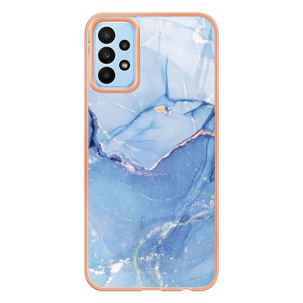YB IMD Series-16 Style E for Samsung Galaxy A52 4G / 5G / A52s 5G Marble Pattern IMD Phone Case Electroplating 2.0mm TPU Anti-drop Cover