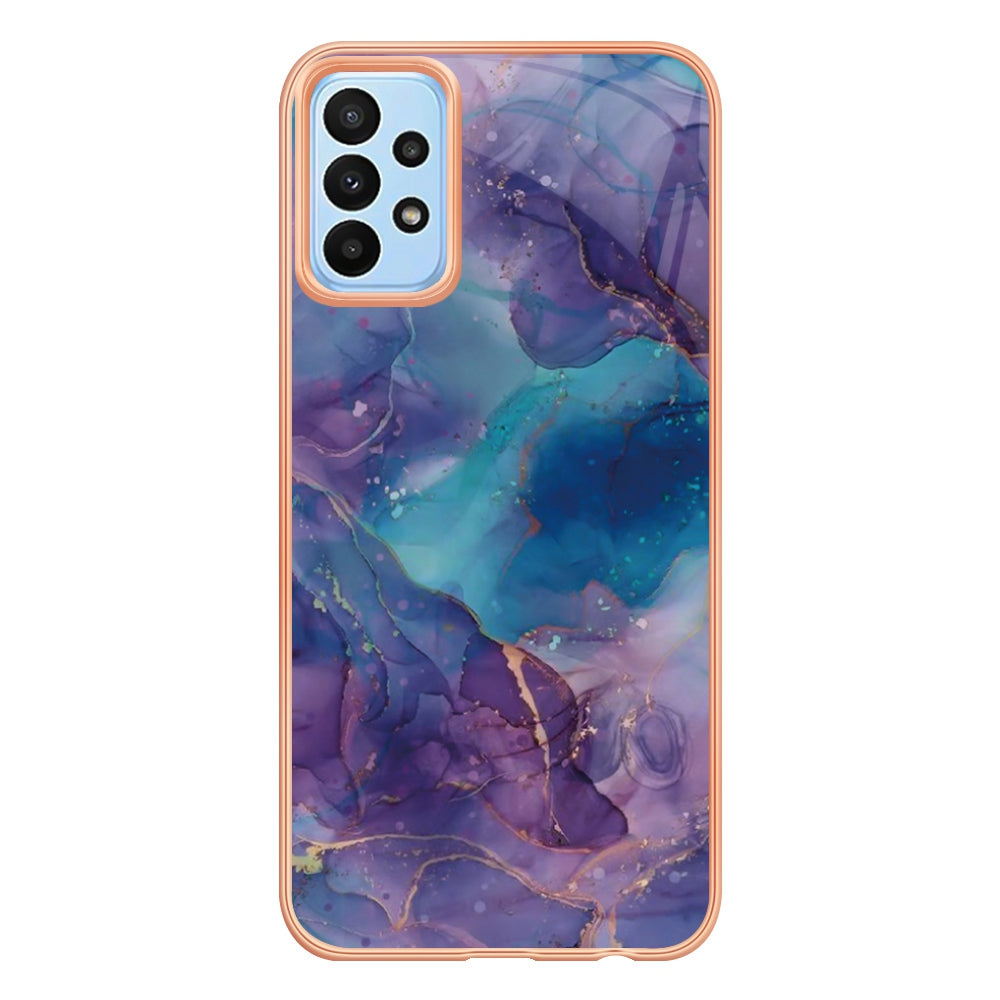 YB IMD Series-16 Style E for Samsung Galaxy A52 4G / 5G / A52s 5G Marble Pattern IMD Phone Case Electroplating 2.0mm TPU Anti-drop Cover