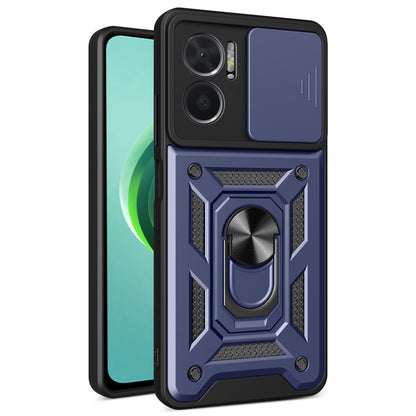 Bump Proof Phone Case for Xiaomi Redmi Note 11E 5G / Redmi 10 5G / 10 Prime+ 5G, PC + TPU Protective Back Cover with Slide Camera Protector and Ring Kickstand