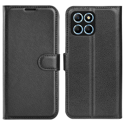 For Honor X8 5G Stand Wallet Phone Case Litchi Texture PU Leather + TPU Folio Flip Magnetic Clasp Cover