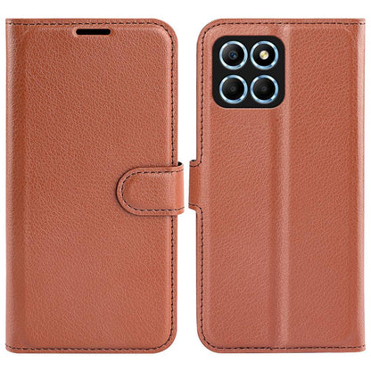 For Honor X8 5G Stand Wallet Phone Case Litchi Texture PU Leather + TPU Folio Flip Magnetic Clasp Cover