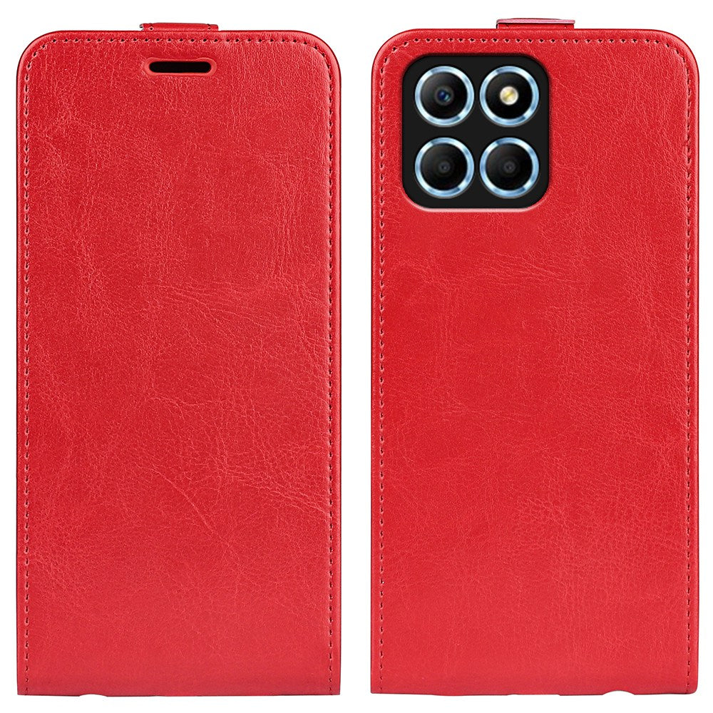 For Honor X8 5G Vertical Flip Crazy Horse Texture PU Leather Case Card Holder Magnetic Clasp Cell Phone Cover