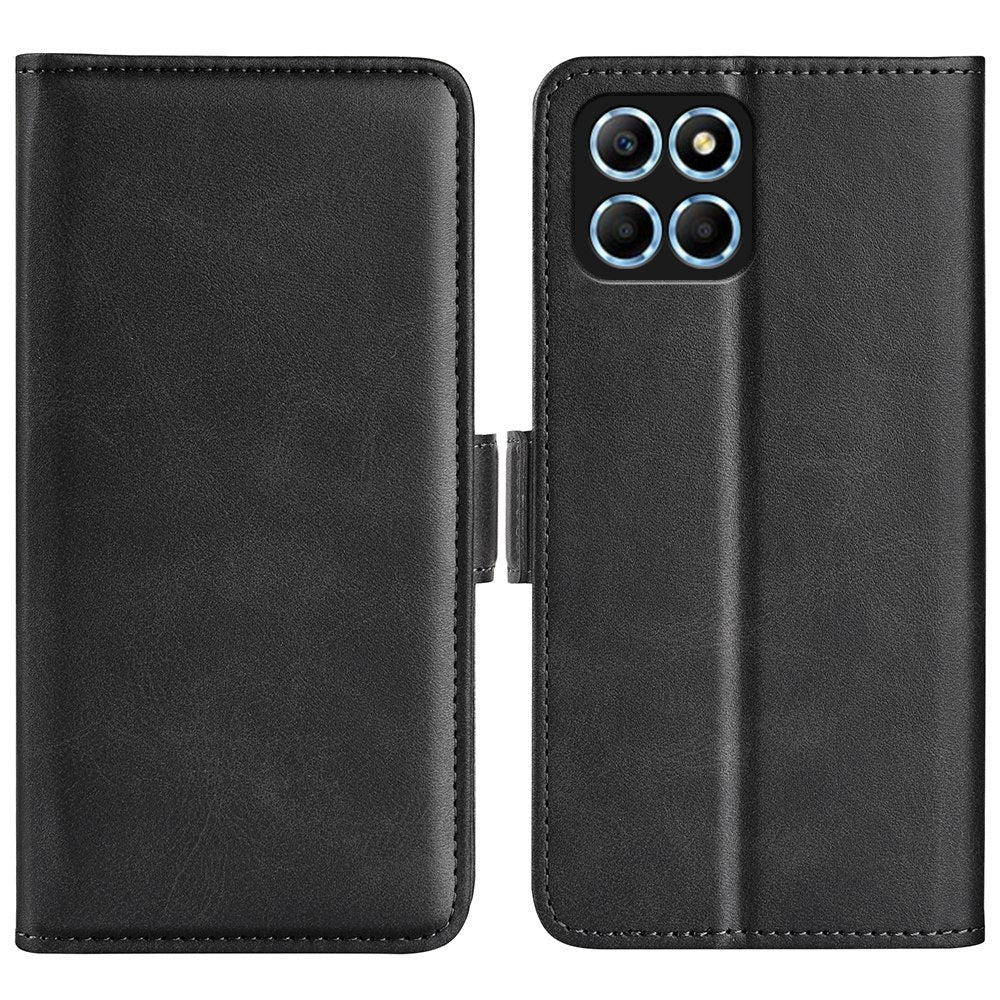 For Honor X8 5G PU Leather Dual Magnetic Clasp Phone Case Calf Texture Stand Wallet Anti-drop Cover