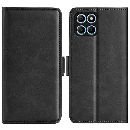 For Honor X8 5G PU Leather Dual Magnetic Clasp Phone Case Calf Texture Stand Wallet Anti-drop Cover