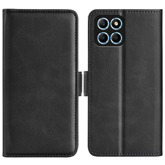 For Honor X8 5G PU Leather Dual Magnetic Clasp Phone Case Calf Texture Stand Wallet Anti-drop Cover