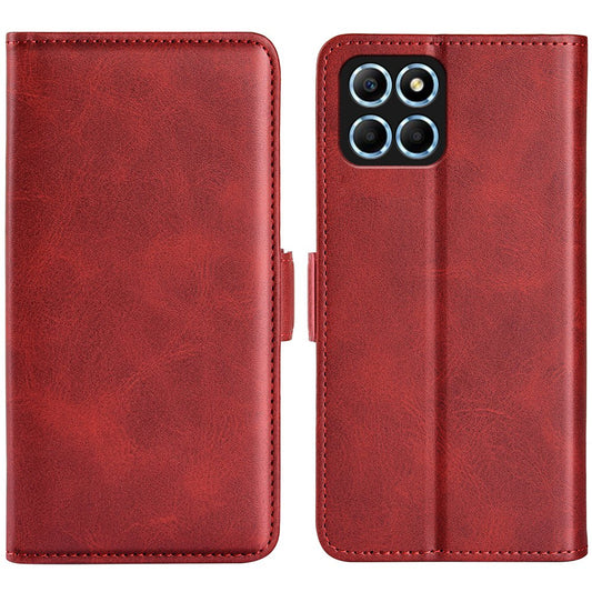 For Honor X8 5G PU Leather Dual Magnetic Clasp Phone Case Calf Texture Stand Wallet Anti-drop Cover