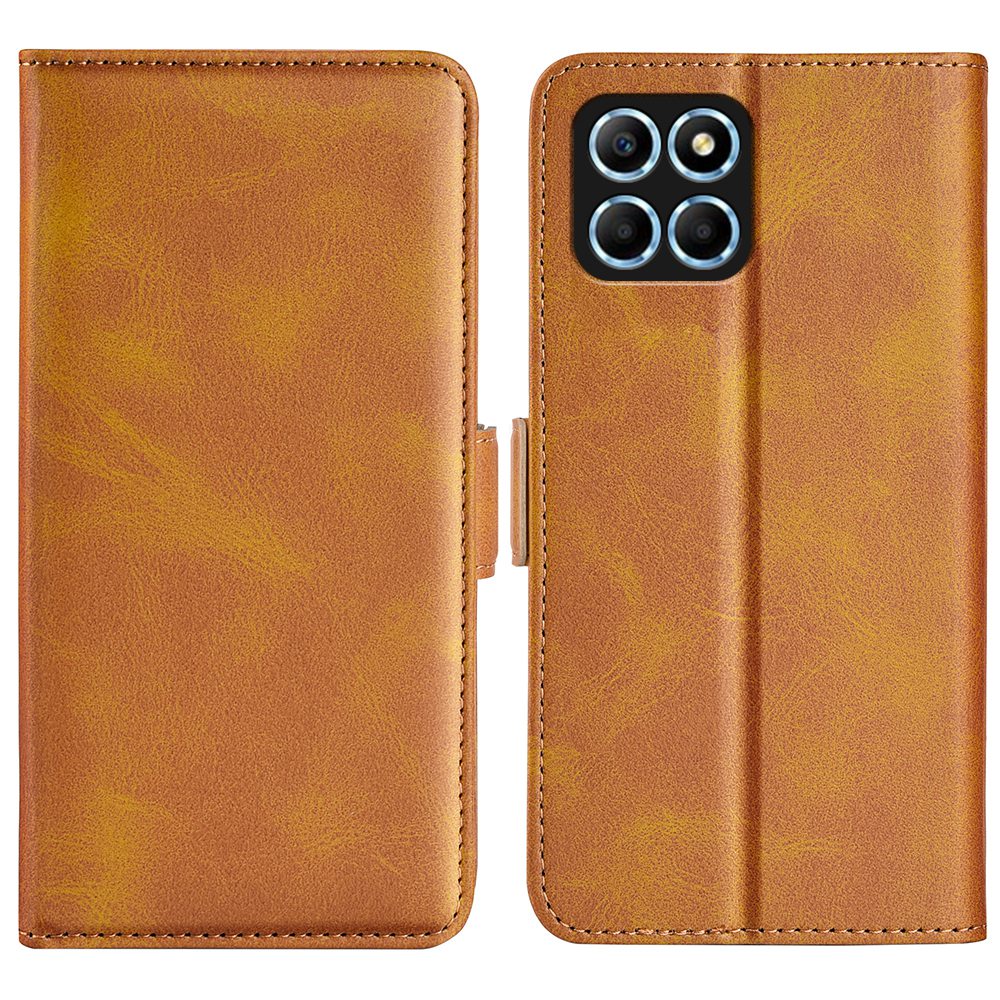 For Honor X8 5G PU Leather Dual Magnetic Clasp Phone Case Calf Texture Stand Wallet Anti-drop Cover