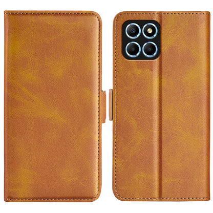For Honor X8 5G PU Leather Dual Magnetic Clasp Phone Case Calf Texture Stand Wallet Anti-drop Cover