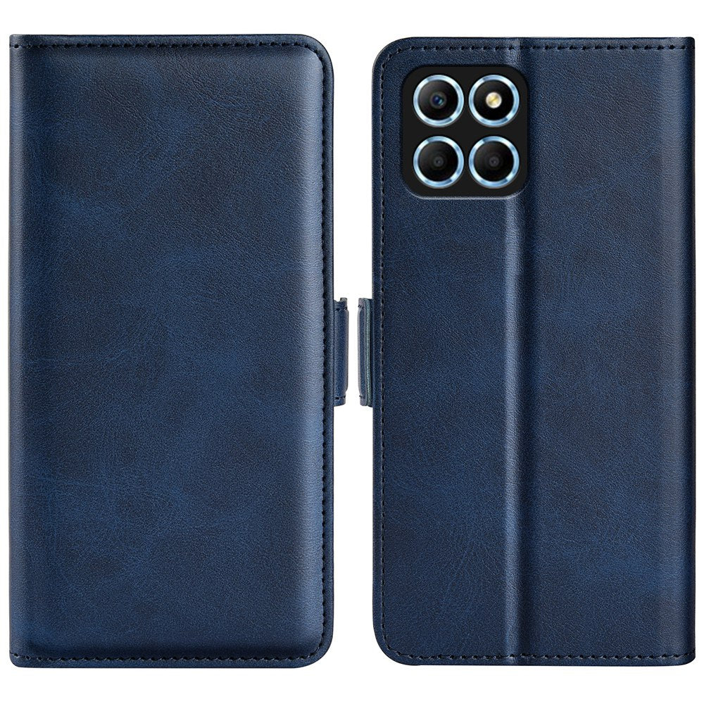 For Honor X8 5G PU Leather Dual Magnetic Clasp Phone Case Calf Texture Stand Wallet Anti-drop Cover