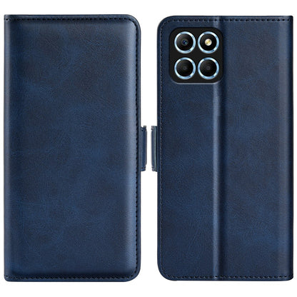 For Honor X8 5G PU Leather Dual Magnetic Clasp Phone Case Calf Texture Stand Wallet Anti-drop Cover