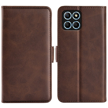 For Honor X8 5G PU Leather Dual Magnetic Clasp Phone Case Calf Texture Stand Wallet Anti-drop Cover