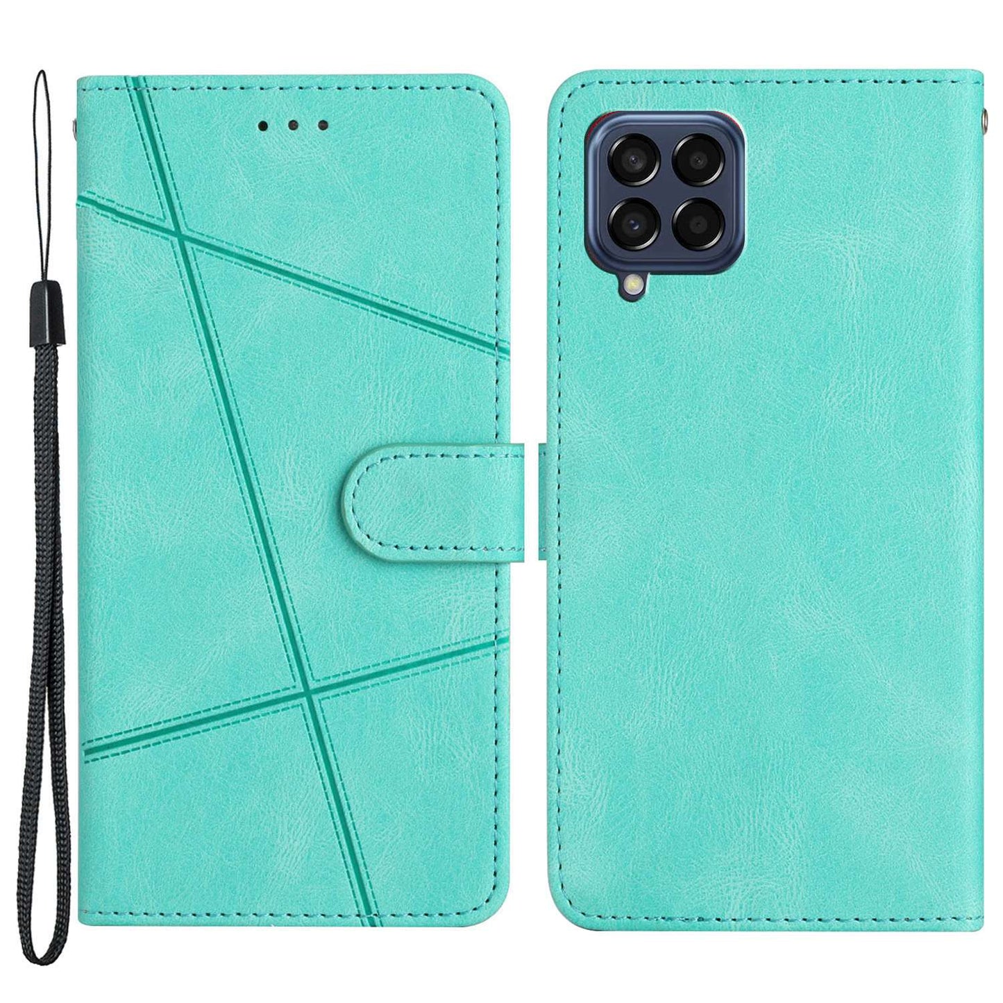 Protective Wallet Case for Samsung Galaxy M53 5G Anti-Fall Phone Case Crazy Horse Texture PU Leather Stand Cover with Strap