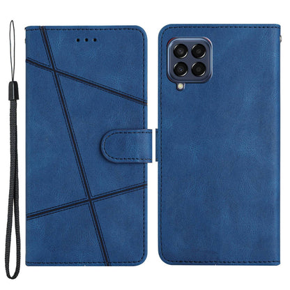 Protective Wallet Case for Samsung Galaxy M53 5G Anti-Fall Phone Case Crazy Horse Texture PU Leather Stand Cover with Strap