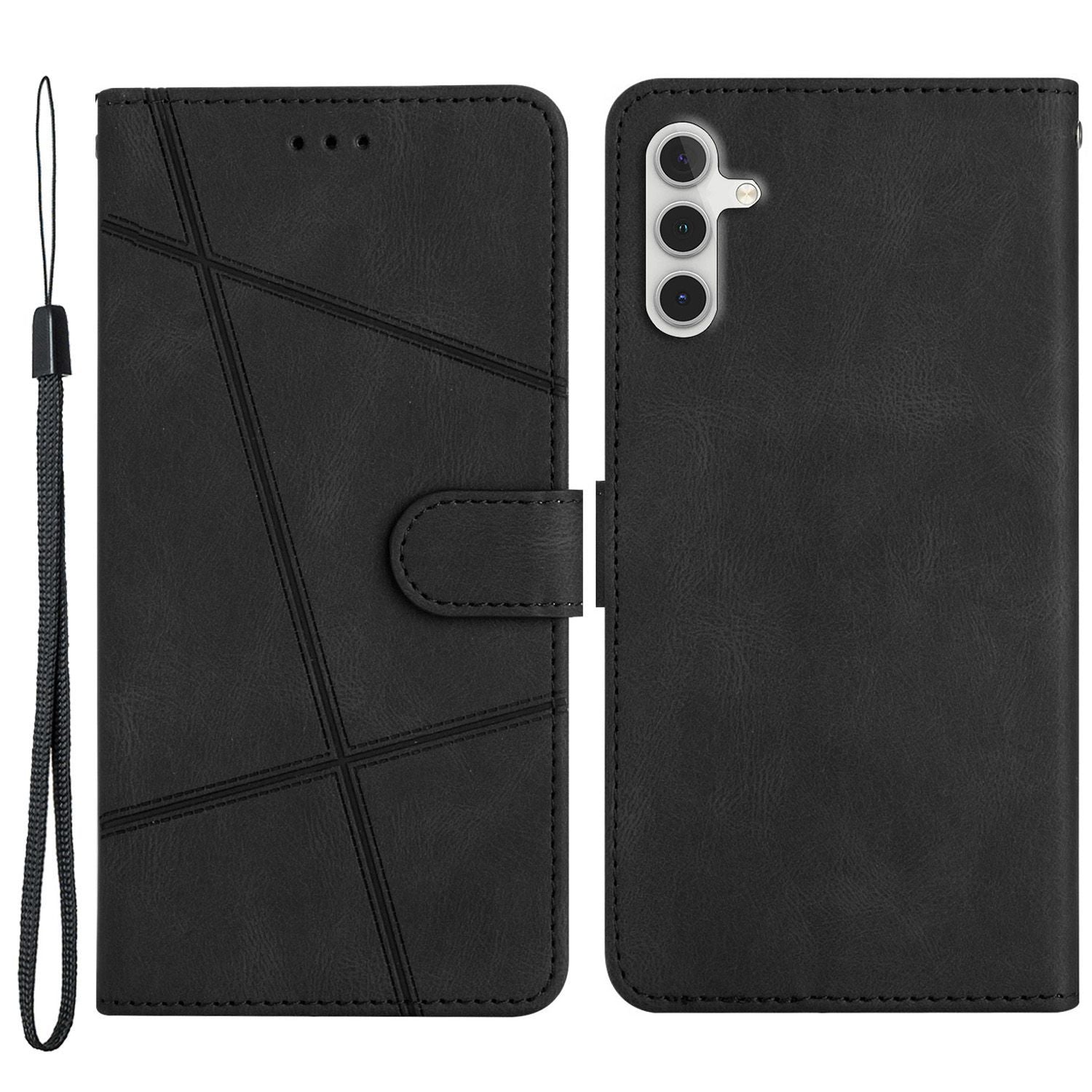 For Samsung Galaxy A04s 4G (164.7 x 76.7 x 9.1 mm) Protective Phone Case Crazy Horse Texture PU Leather Cover Anti-Drop Wallet Stand Case with Strap