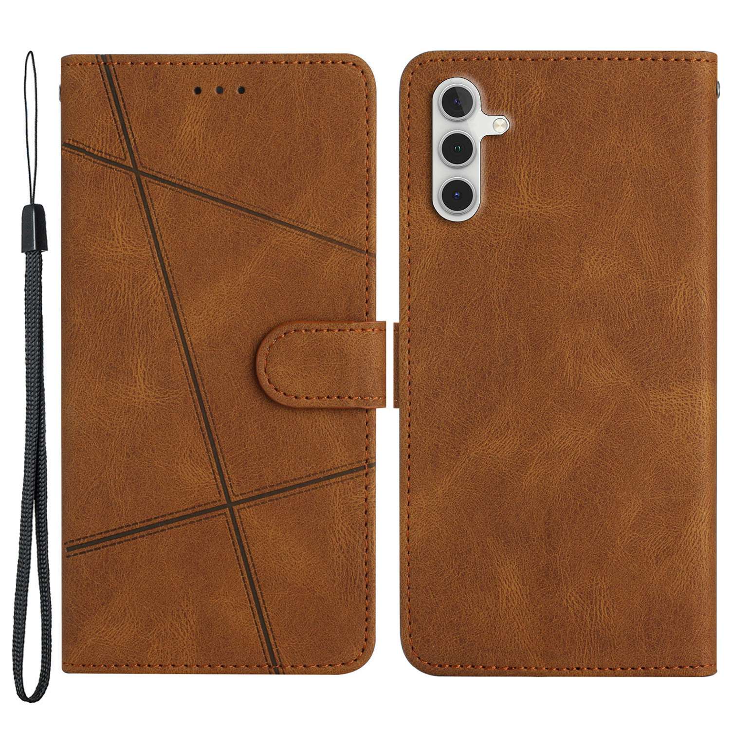 For Samsung Galaxy A04s 4G (164.7 x 76.7 x 9.1 mm) Protective Phone Case Crazy Horse Texture PU Leather Cover Anti-Drop Wallet Stand Case with Strap