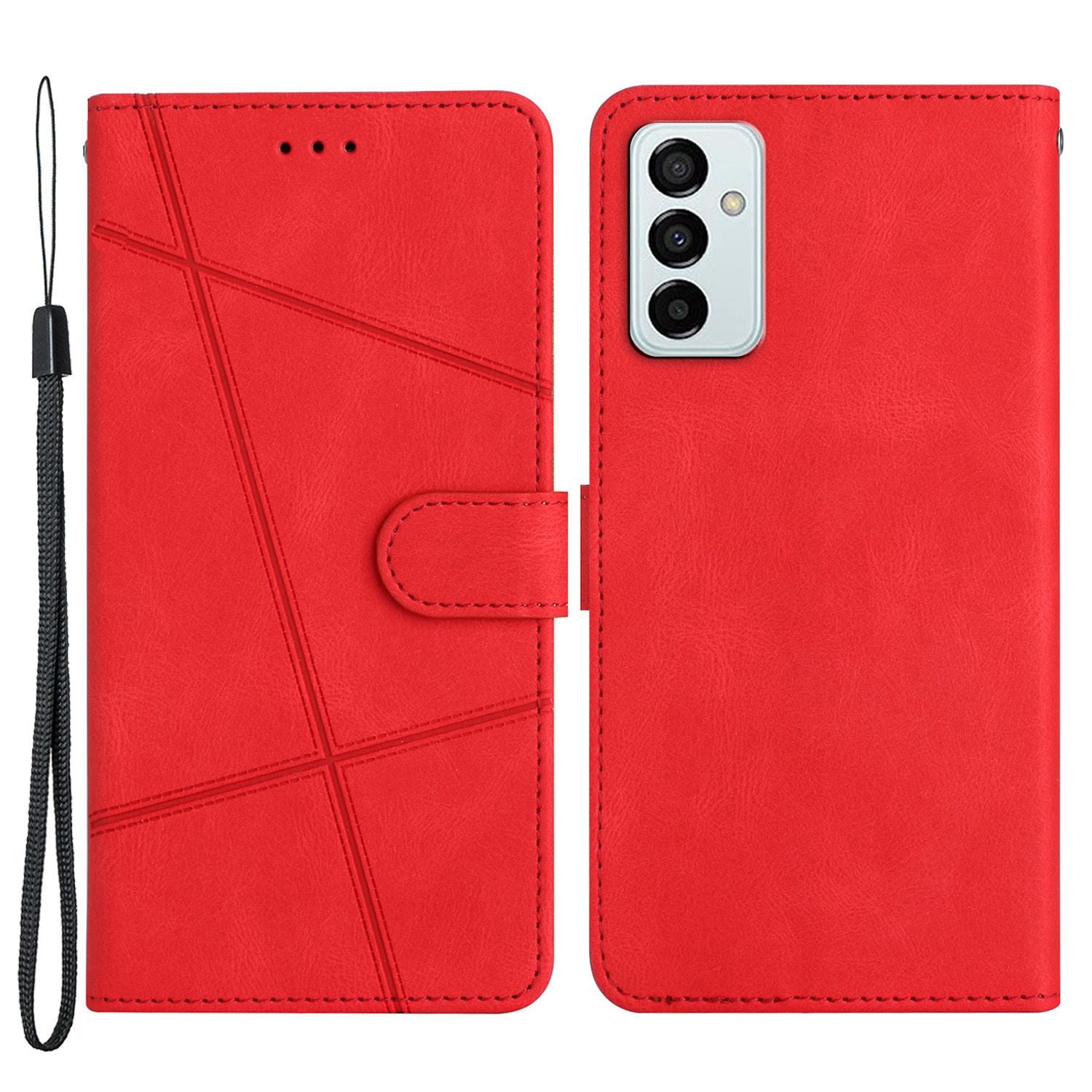 Wallet Phone Case for Samsung Galaxy F23 5G / M23 5G Shockproof PU Leather Cover Crazy Horse Texture Stand Case with Strap