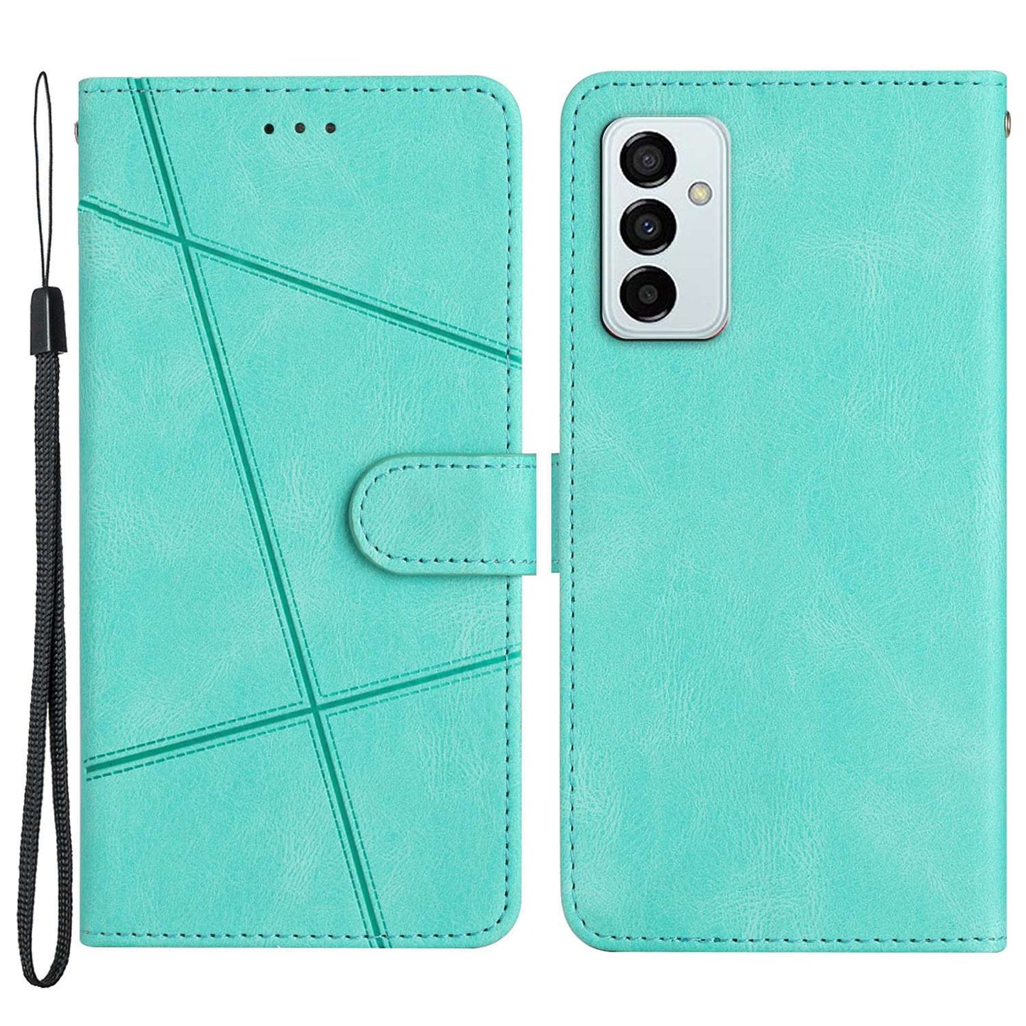 Wallet Phone Case for Samsung Galaxy F23 5G / M23 5G Shockproof PU Leather Cover Crazy Horse Texture Stand Case with Strap