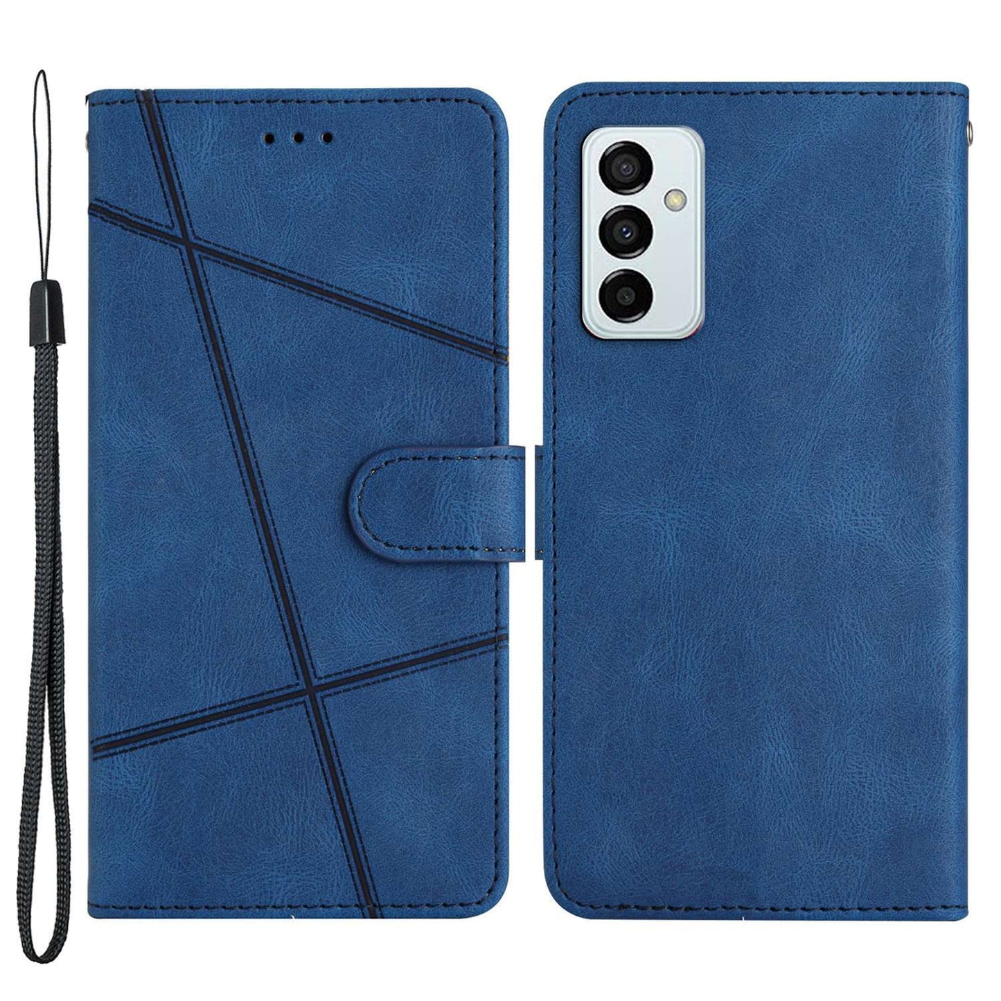 Wallet Phone Case for Samsung Galaxy F23 5G / M23 5G Shockproof PU Leather Cover Crazy Horse Texture Stand Case with Strap