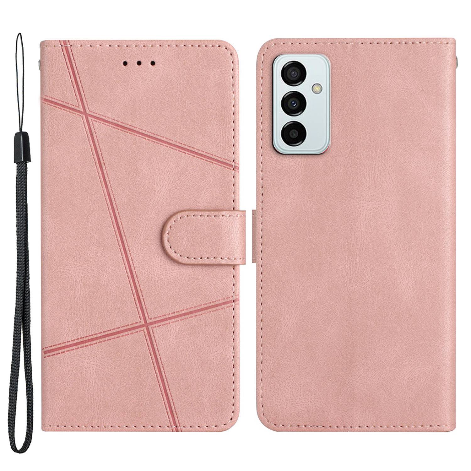 Wallet Phone Case for Samsung Galaxy F23 5G / M23 5G Shockproof PU Leather Cover Crazy Horse Texture Stand Case with Strap