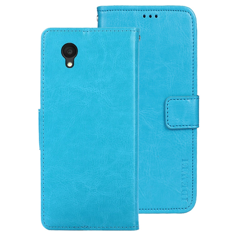 IDEWEI For Alcatel 1 Ultra Fully Wrapped PU Leather Flip Stand Wallet Cover Crazy Horse Texture Phone Protective Case