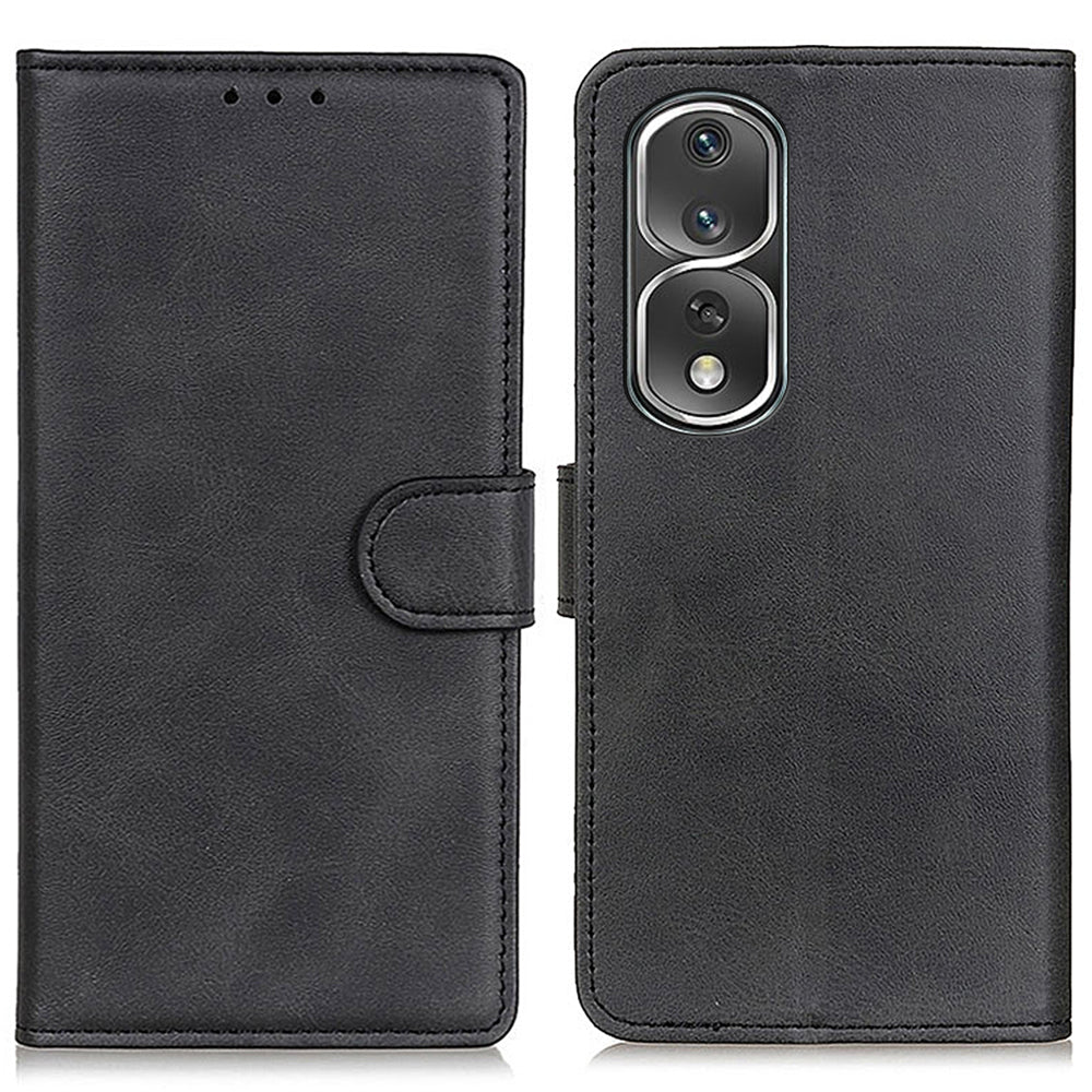 For Honor 80 Pro 5G Cowhide Texture PU Leather Phone Cover Shockproof Stand Wallet Case