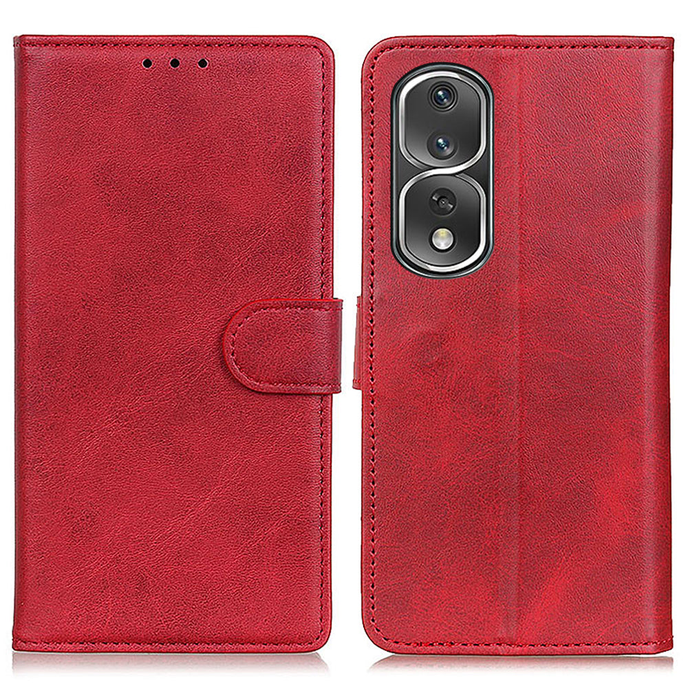 For Honor 80 Pro 5G Cowhide Texture PU Leather Phone Cover Shockproof Stand Wallet Case