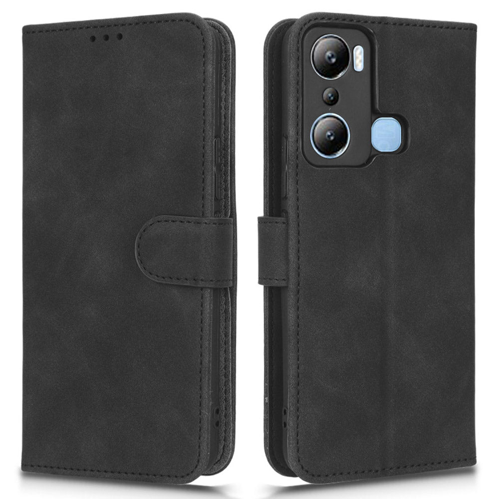 For Infinix Hot 20i 4G PU Leather Stand Magnetic Absorption Case Skin-touch Feeling Shockproof Wallet Flip Phone Cover with Strap