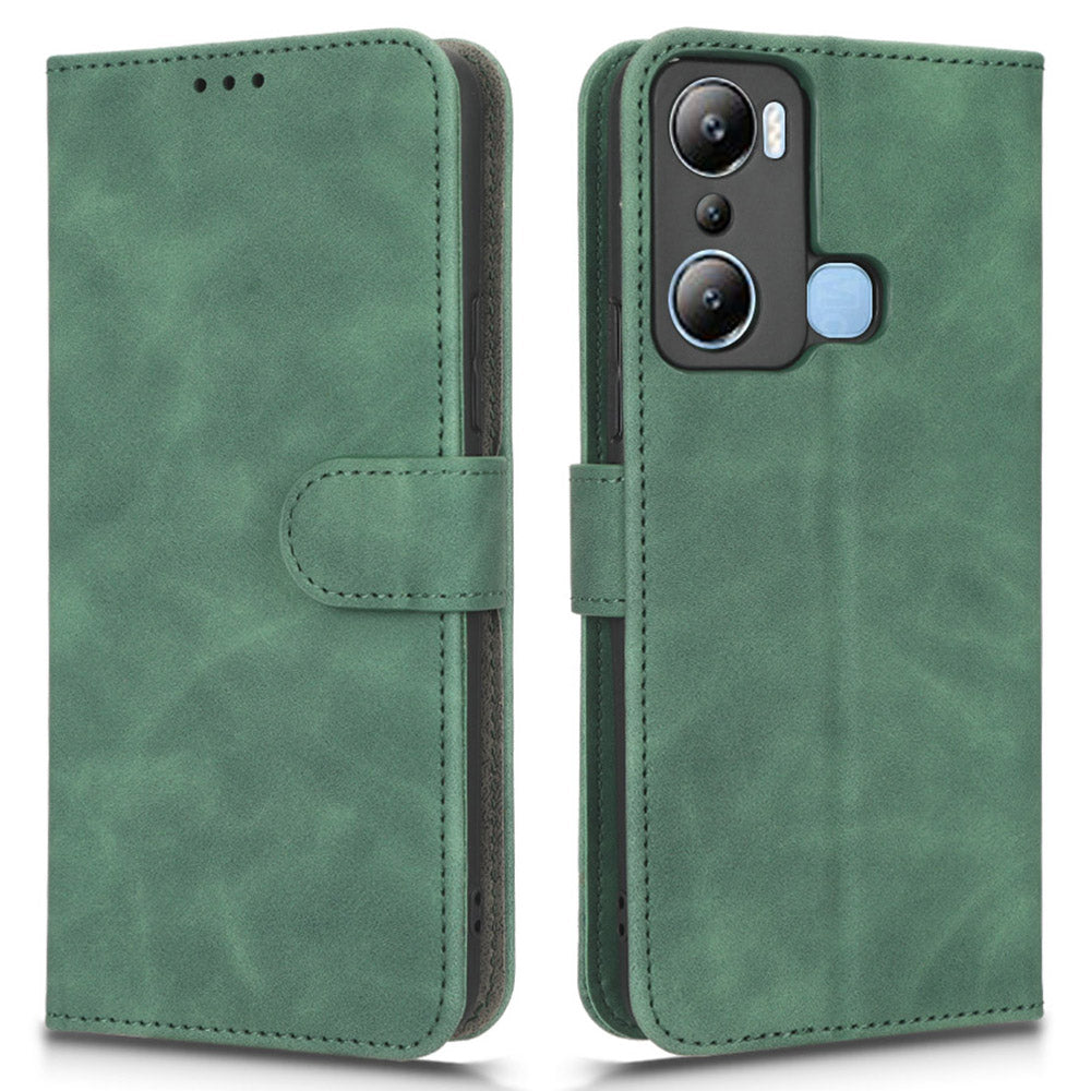 For Infinix Hot 20i 4G PU Leather Stand Magnetic Absorption Case Skin-touch Feeling Shockproof Wallet Flip Phone Cover with Strap