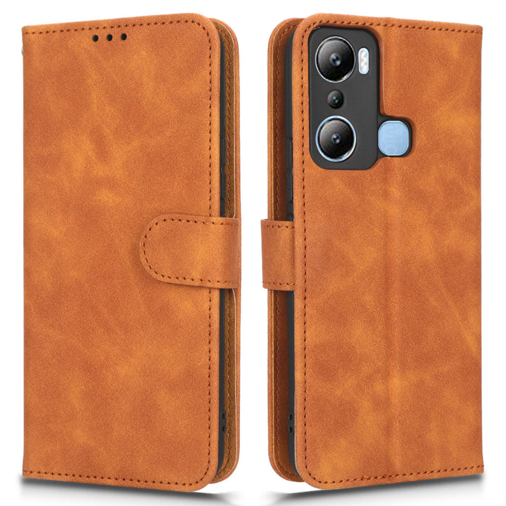 For Infinix Hot 20i 4G PU Leather Stand Magnetic Absorption Case Skin-touch Feeling Shockproof Wallet Flip Phone Cover with Strap