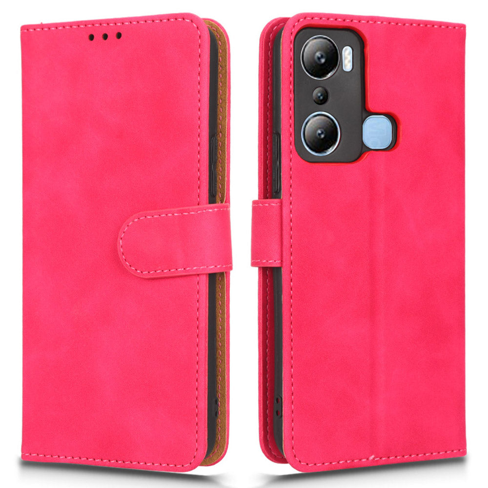 For Infinix Hot 20i 4G PU Leather Stand Magnetic Absorption Case Skin-touch Feeling Shockproof Wallet Flip Phone Cover with Strap