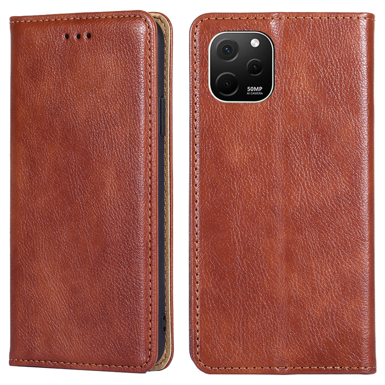 For Huawei nova Y61 4G Magnetic Adsorption PU Leather Protective Cover Foldable Stand Phone Wallet Case