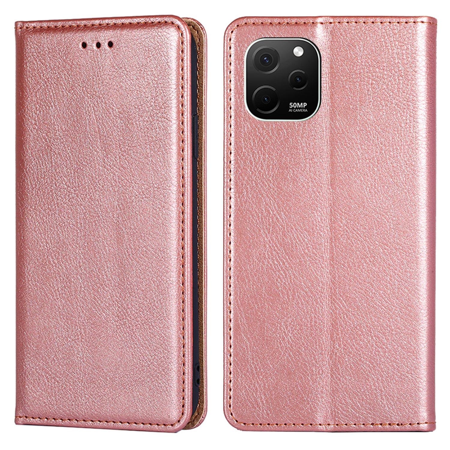 For Huawei nova Y61 4G Magnetic Adsorption PU Leather Protective Cover Foldable Stand Phone Wallet Case