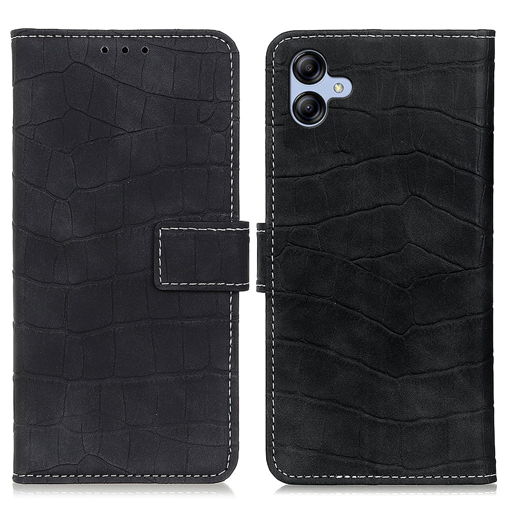 For Samsung Galaxy A04e 4G Magnetic Clasp Cell Phone Cover Stand Wallet PU Leather Crocodile Texture Anti-drop Phone Case