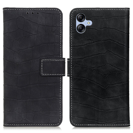 For Samsung Galaxy A04e 4G Magnetic Clasp Cell Phone Cover Stand Wallet PU Leather Crocodile Texture Anti-drop Phone Case